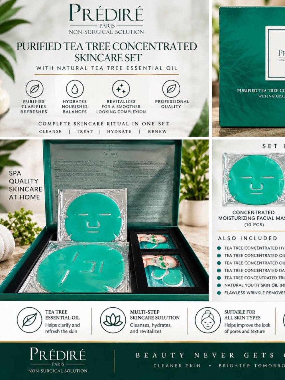 🌿 PRÉDIRÉ PARIS PURIFIED TEA TREE SKINCARE SET 🌿